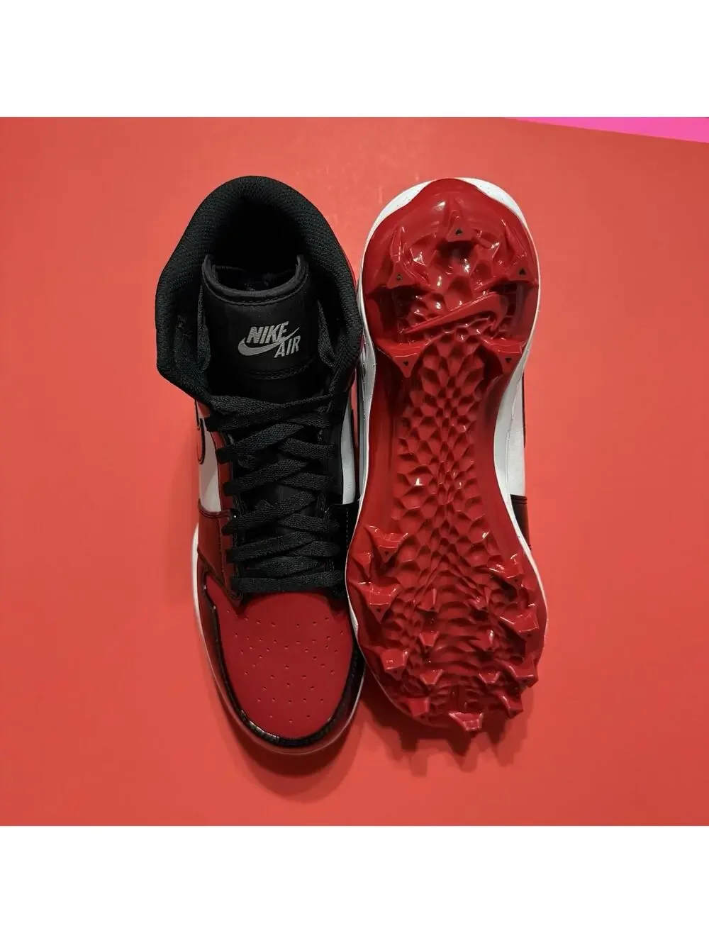 Nike Air Jordan 1 Retro MID TD Red Black Baseball Cleats FJ6805 601 Men New